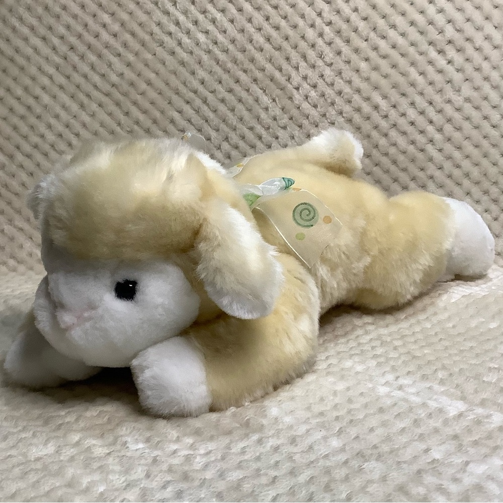 Loblaws Plush Lying Down Lamb Stuffed Animal Toy with Ribbon Bow